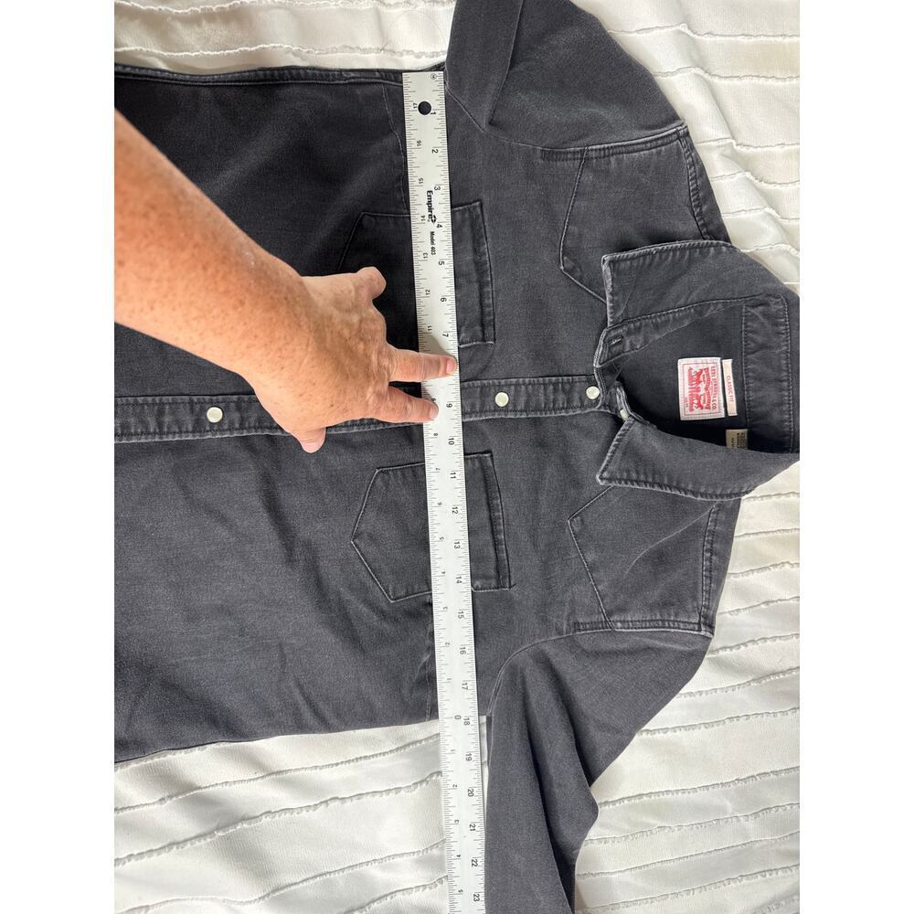 Levi’s Standard Fit Pearl Snap Button Down Shirt XS Grey Fringe Western - Picture 7 of 7